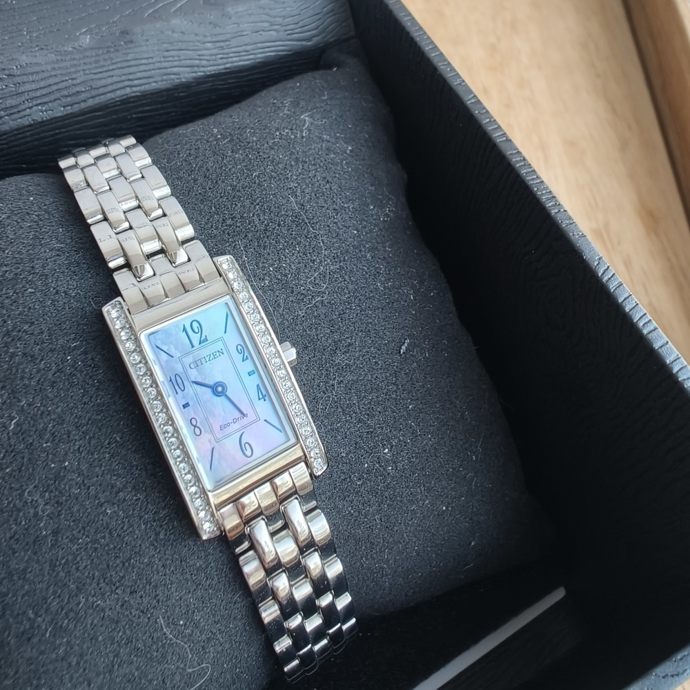 Citizen Women's Silver Watch with Iridescent Blue Dial